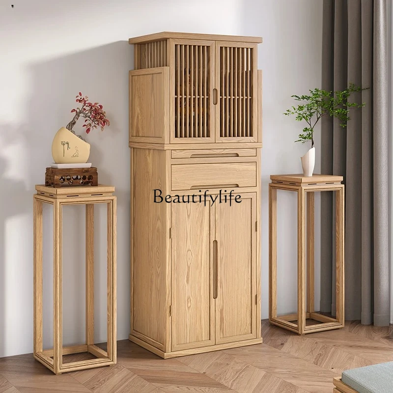 

nuovo armadio verticale cinese con porta nascosta con porta Armadietto del tesoro semplice per la casa di nicchia buddista