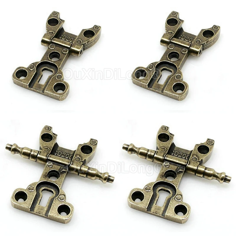 

Retro Vintage 4PCS Zinc Alloy Antique Furniture Hinges Cupboard Wardrobe Cabinet Door Hinges Wood Cases Box Bronze Hinges+Screws