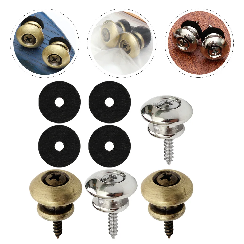 

4 Pcs Bass Accessory Guitar Strap Button Electric Pin Blocks Straplock Accessories