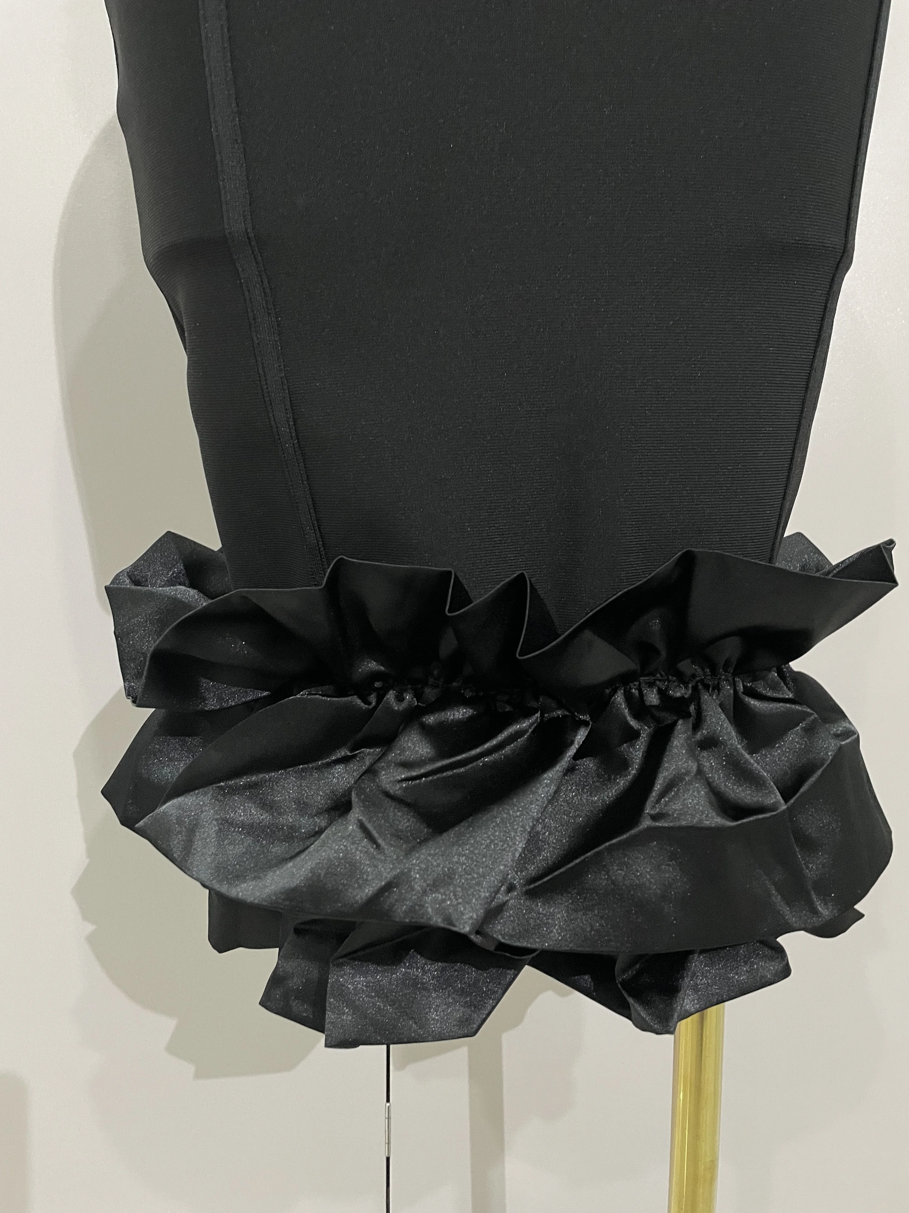 Sexy High Collar Ruffle Black Sheath Sleeveless Bandage Dress 2025 Women Elegant Formal Party Prom Gown Luxury Birthday Dresses