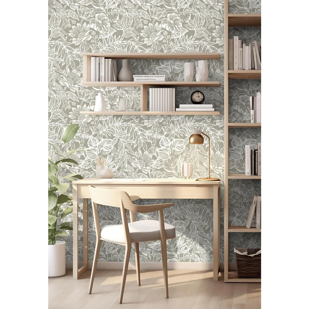 ورق جدران قابل للتقشير واللصق على شكل زهور استوائية حديثة، ورق اتصال ذاتي اللصق قابل للإزالة للاستخدام الداخلي الأنيق