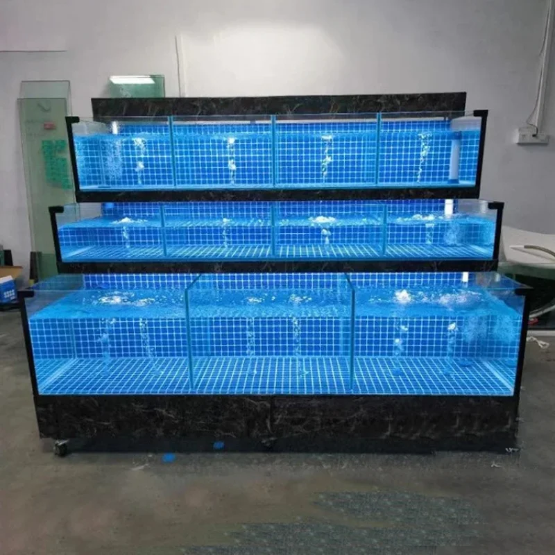 custom.Factory Seafood Retail Store High Quality Glass Seafood Fish Aquarium Customization Live Seafood Display