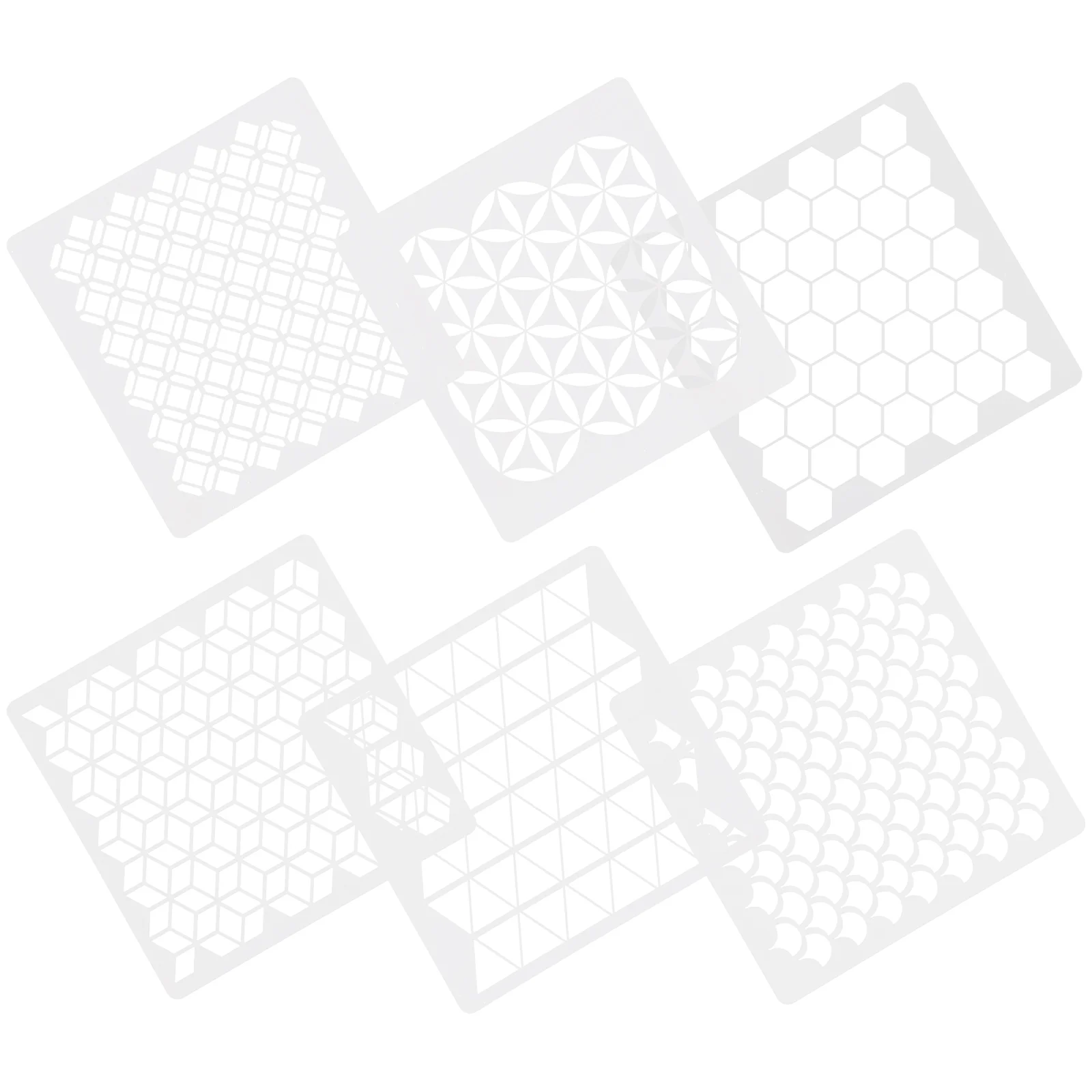 6Pcs Geometric Honeycomb Stencils Reusable Painting Templates Journaling Stencil Set for Painting on Walls Canvas Wood