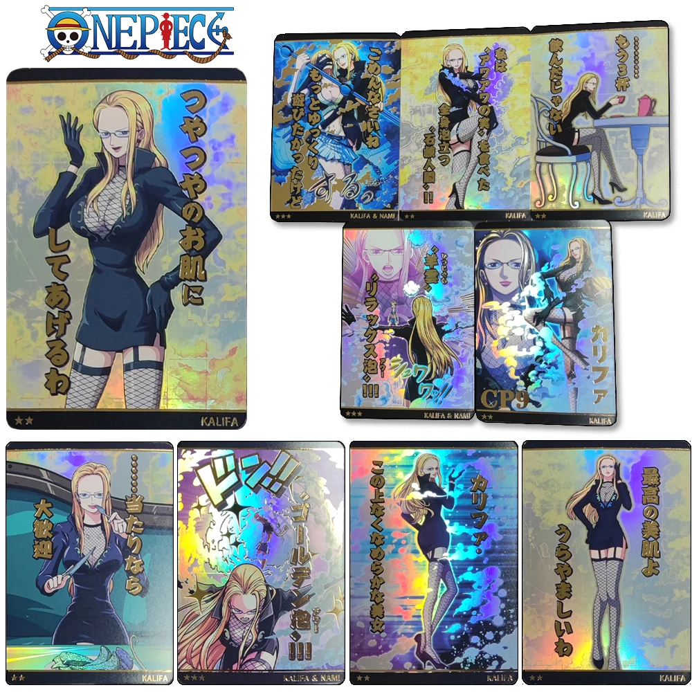 

ONE PIECE DIY 5PCS/SET Kalifa Rainbow Refraction Foil stamping signature Collectible card Birthday present boys Laser texture