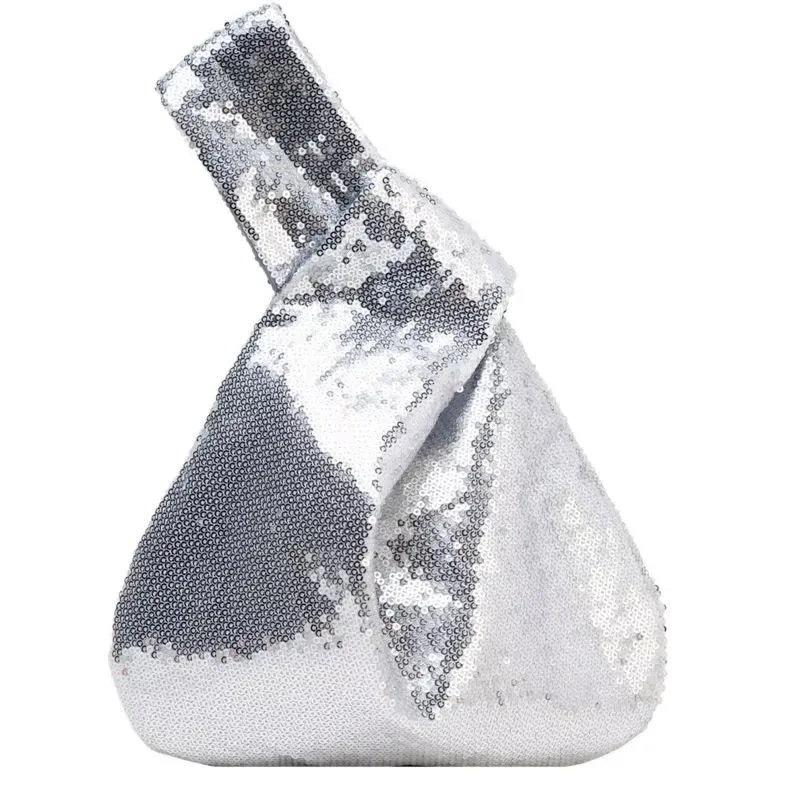 Womens Sequin Bags Wrist Knot Purse Party Handbag