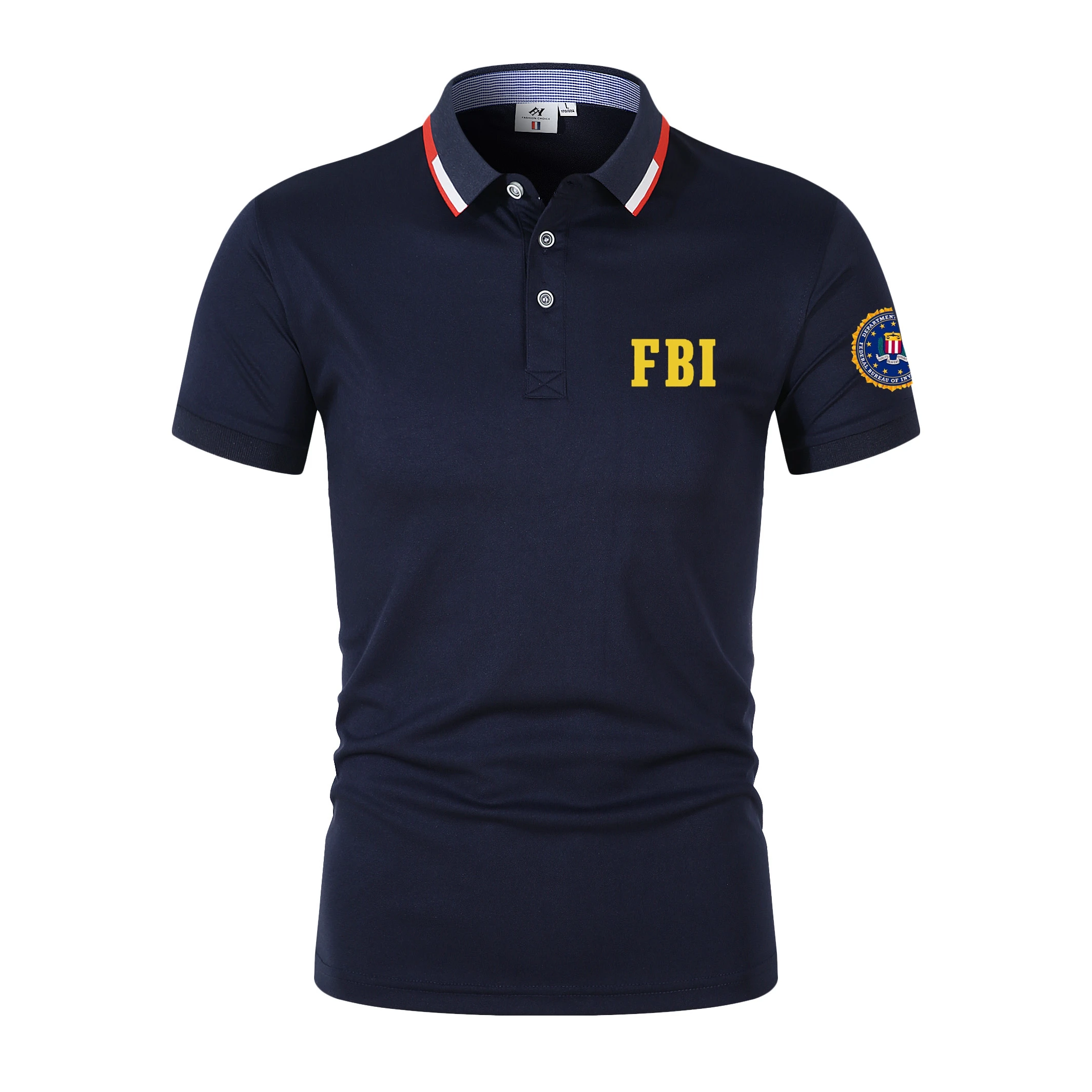 FBI New Men\'s Business Casual POLO Short Sleeved Smooth and Wrinkle Resistant Comfortable Top