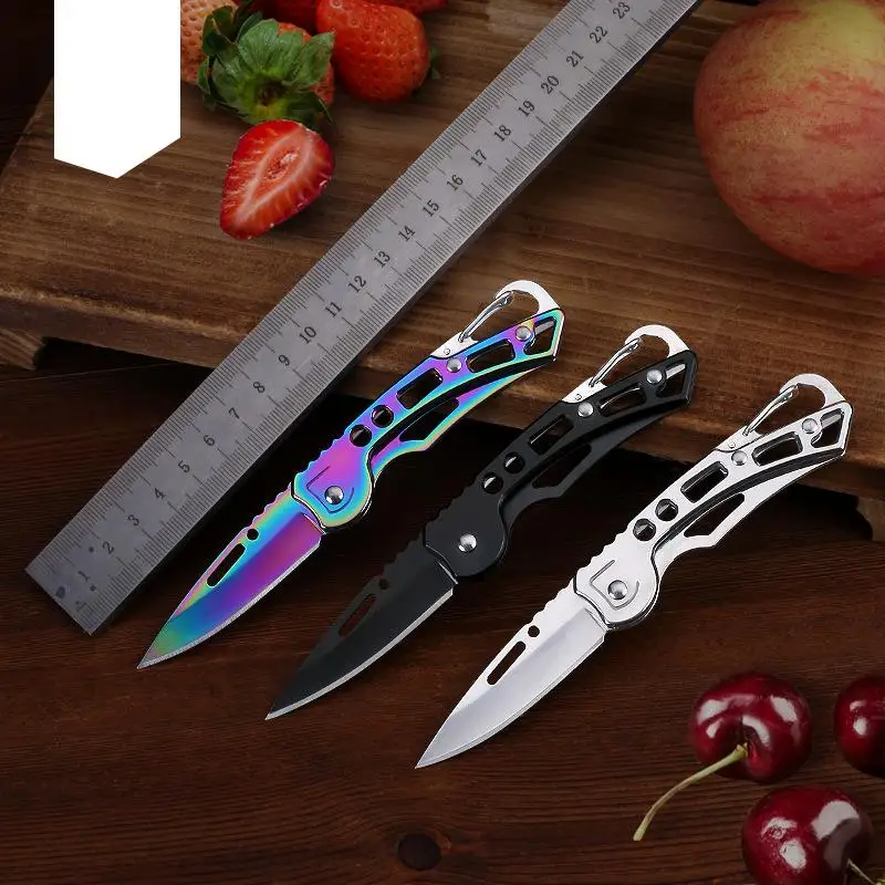 2025 للجنسين بقاء Edc سكين للفرد المحمولة السكاكين الصغيرة المدمجة الفولاذ المقاوم للصدأ أداة تخييم خارجية مع المفاتيح وغمد