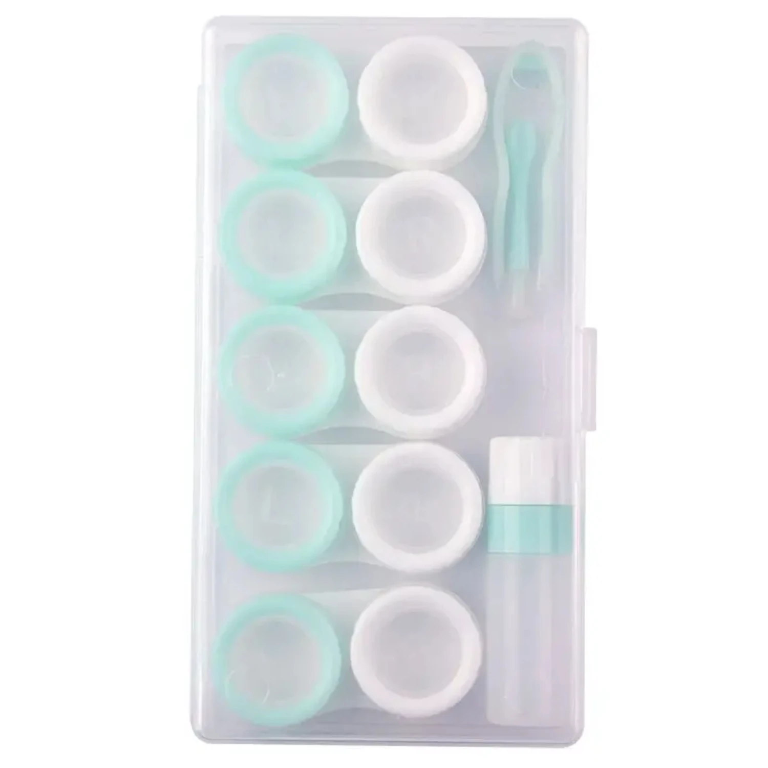 

Convenient Portable Clear Plastic Macaron Eye Lens Organizer Boxes for Outdoor Daily Use, Travel Holder with 5 Pairs of Contact