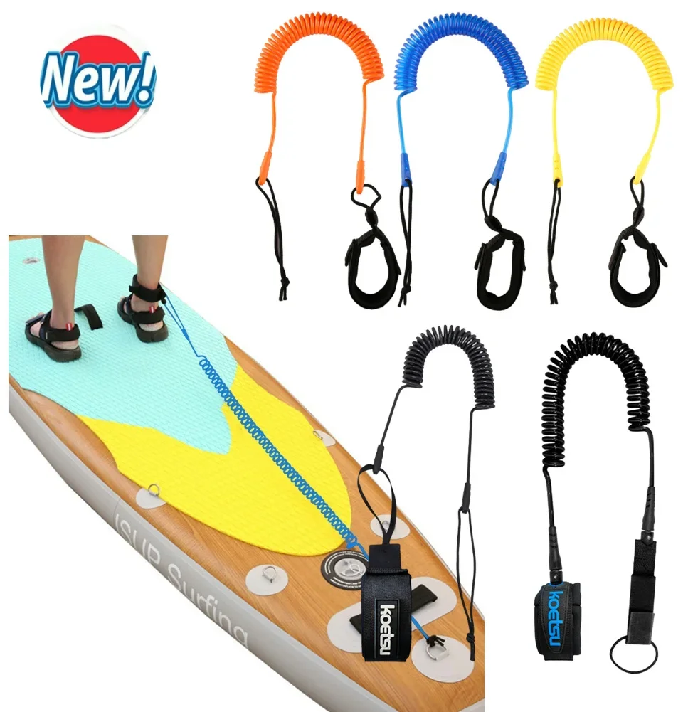 Sup board pé perna corda prático enrolado prancha trela elástica surf stand up paddle board tornozelo trela surf acessórios