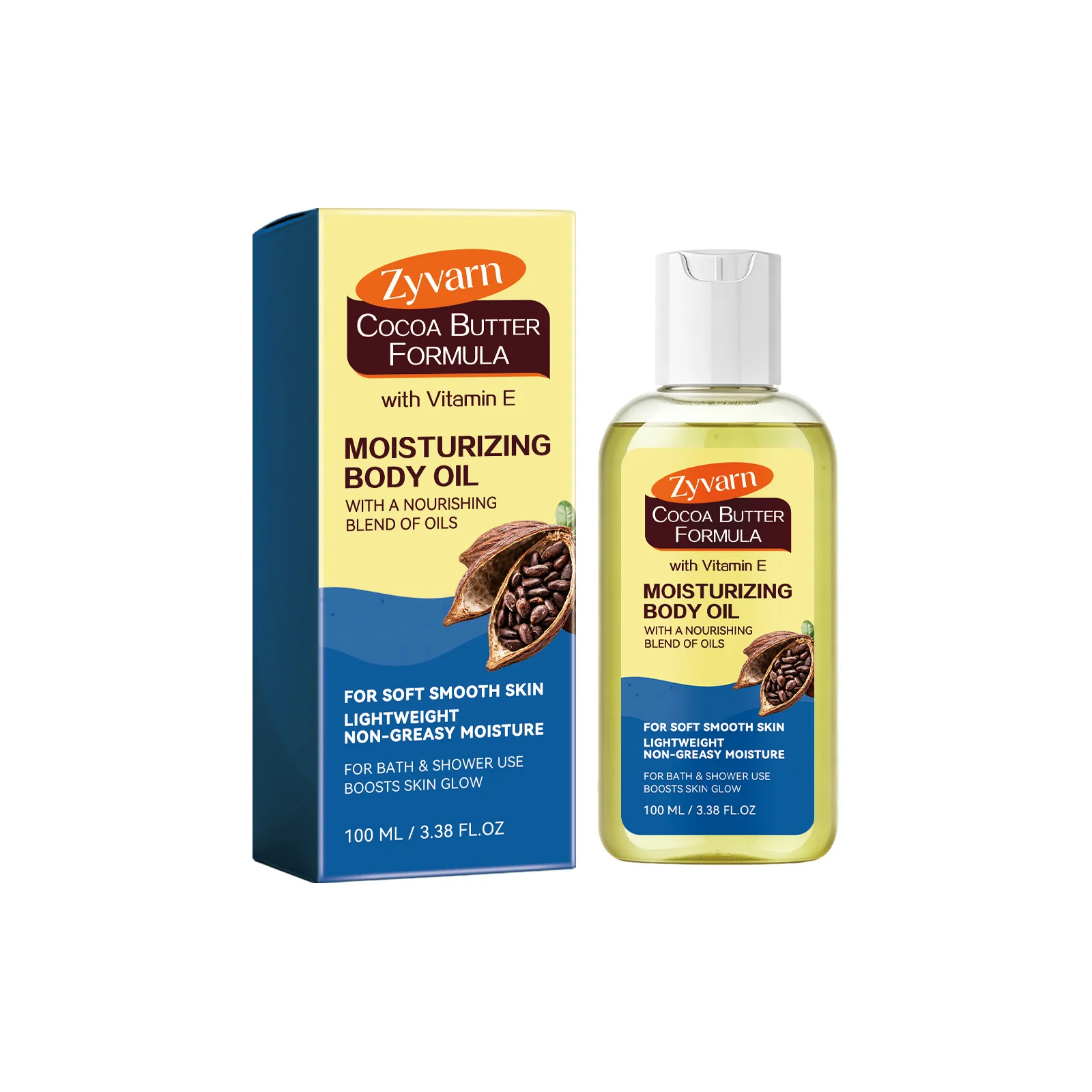 Cocoa Butter Body Oil Lightweight No Greasy Smooth Radiance Brightening Rejuvenating Improves Elasticity Moisturizing Body Care
