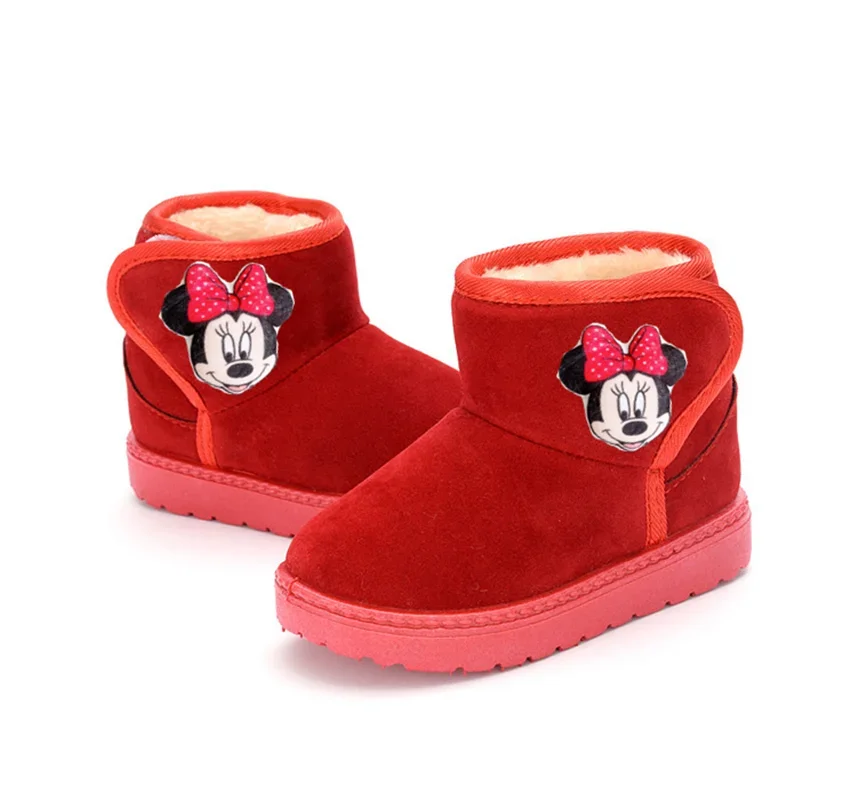 Disney Mickey Mouse Kinder Baumwollstiefel Minnie Winter Warm Verdickt Baby Junge Mädchen Stiefel Gummi Freizeitschuhe