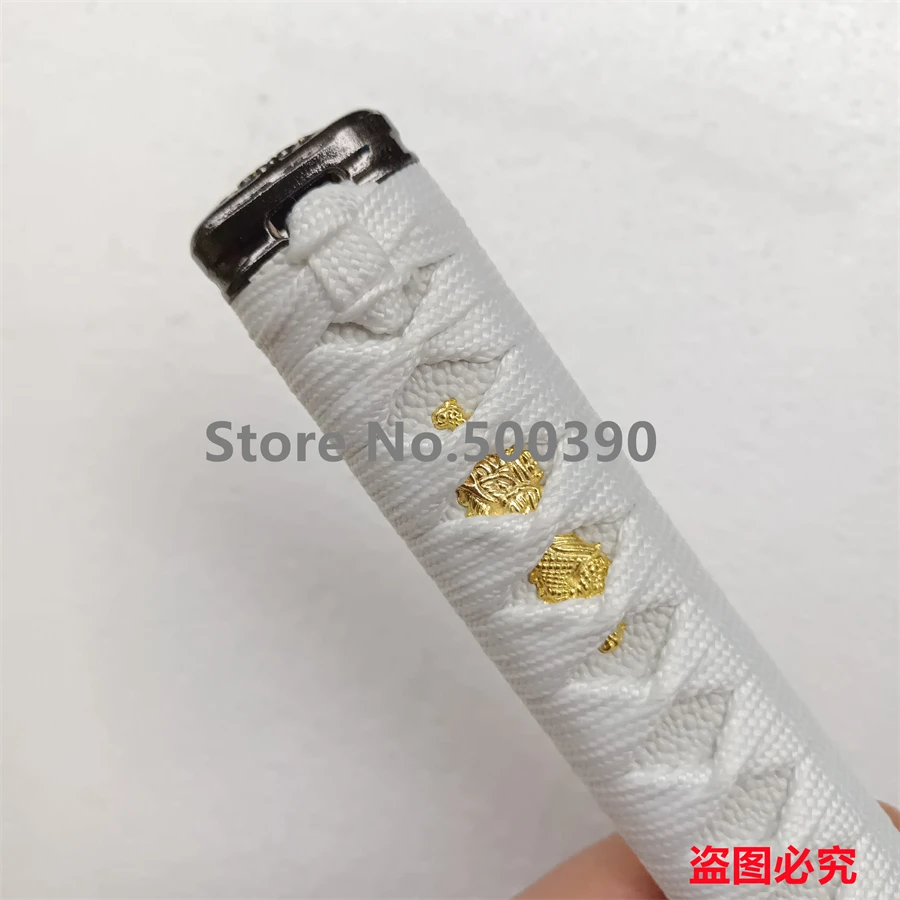 20CM TSUKA HANDLE ALLOY FUCHI KASHIRA MENUKI WHITE ITO FOR JAPANESE WAKIZASHI SAMURAI SWORD KATANA HIGH QUALITY