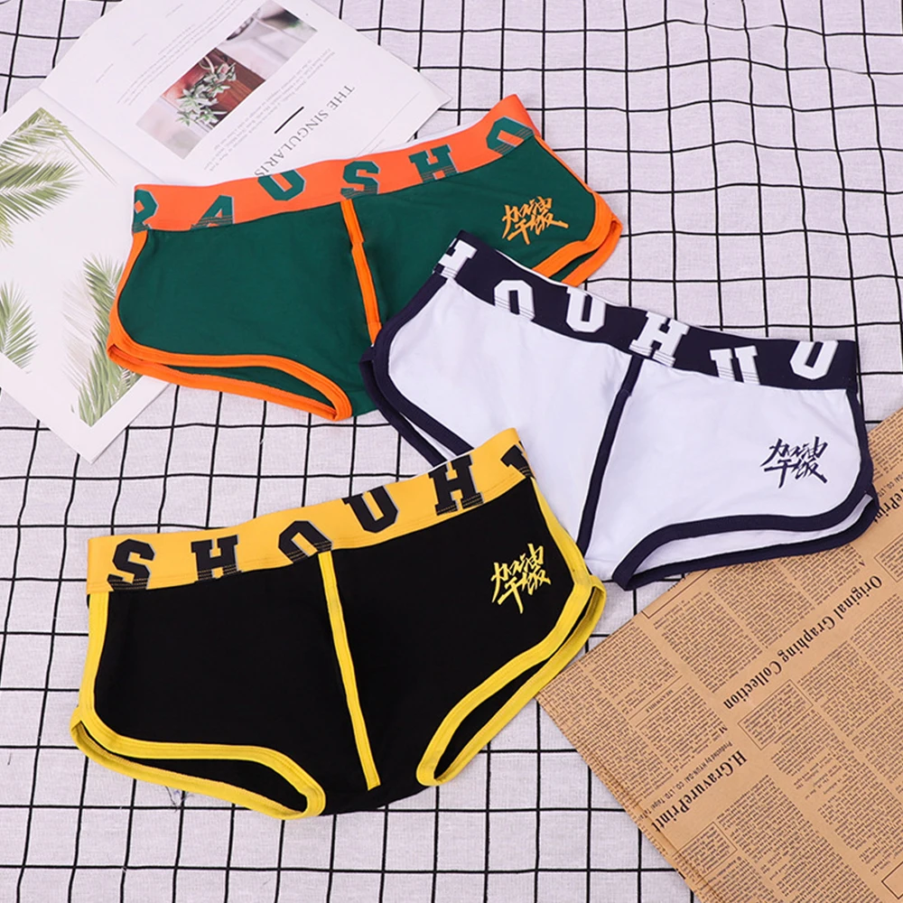 Men Underwear Cotton Sports Briefs Trunks Bulge Pouch Plus Size New Teenage Breathable Underpants Young Innerwear Boys