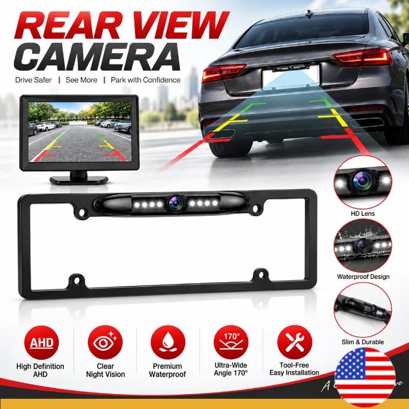 License Plate Backup Camera Frame Mount - 번호판 프레임에 장착하는 후방 카메라, 170도