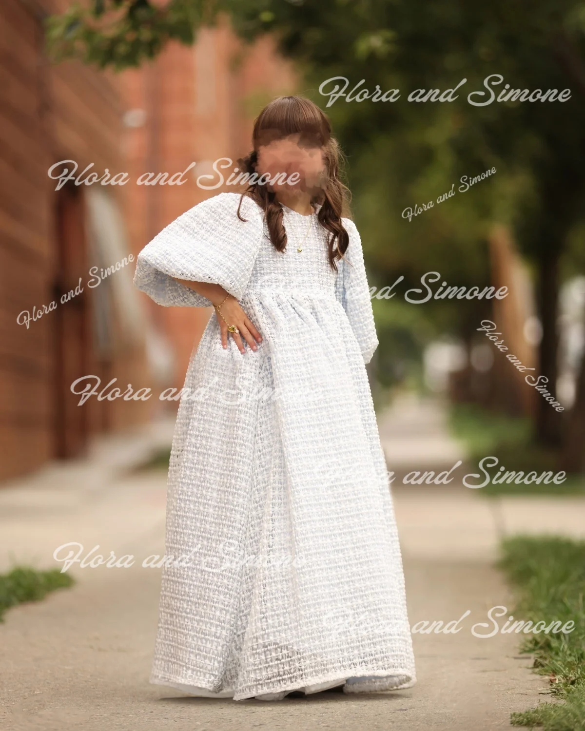 

Customized Milk Lace Tulle Flower Girl Dress For Wedding White Short Sleeves Puffy Kids Birthday Party First Communion Dress