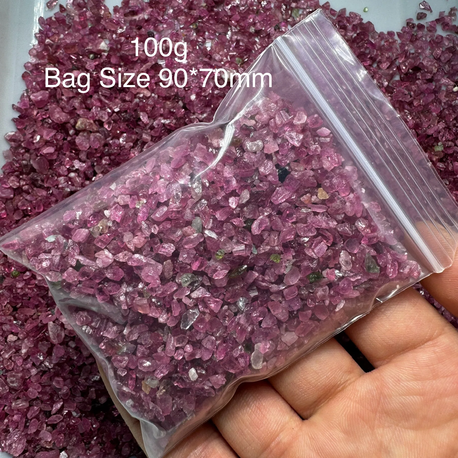 100g Natural Unpolished Pink Tourmaline Gravel Gem Mineral Healing Quartz Crystal Fishbowl Potted Plant Decor