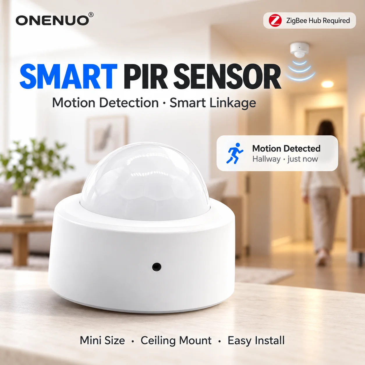 Tuya ZigBee Mini PIR Motion Sensor Wireless Infrared Human Body Detector Smart Life APP Alert Home Security Sensor