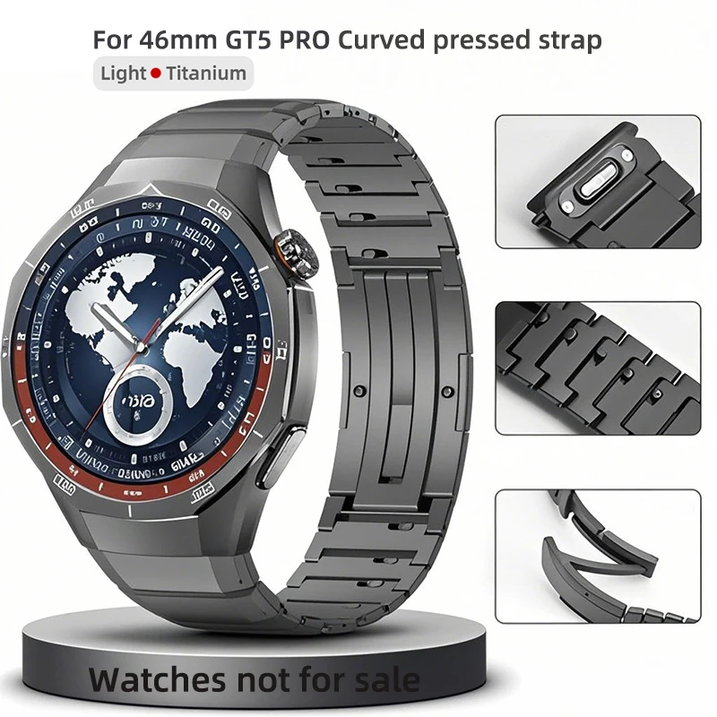 Tali Titanium Ujung Melengkung untuk Jam Tangan Huawei GT 5 Pro 46Mm Gelang Jam Busur Rilis Cepat Urltra-ringan untuk Pria Huawei GT5 Pro 22Mm