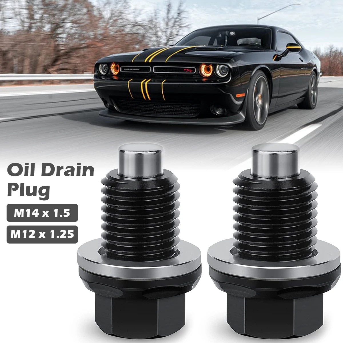 M12/M14 x 1.5 Magnetic Oil Drain Plugs Aviation Aluminum Oil Drain Bolt Plug Engine Drain Nut Screw Replacement Fittings for Car