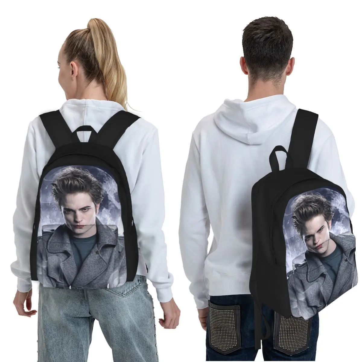 The Twilight Saga Edward Cullen Student Backpack School Bag Hiking Travel Daypack for Men Women Fashion Bookbag Shoulder Bags