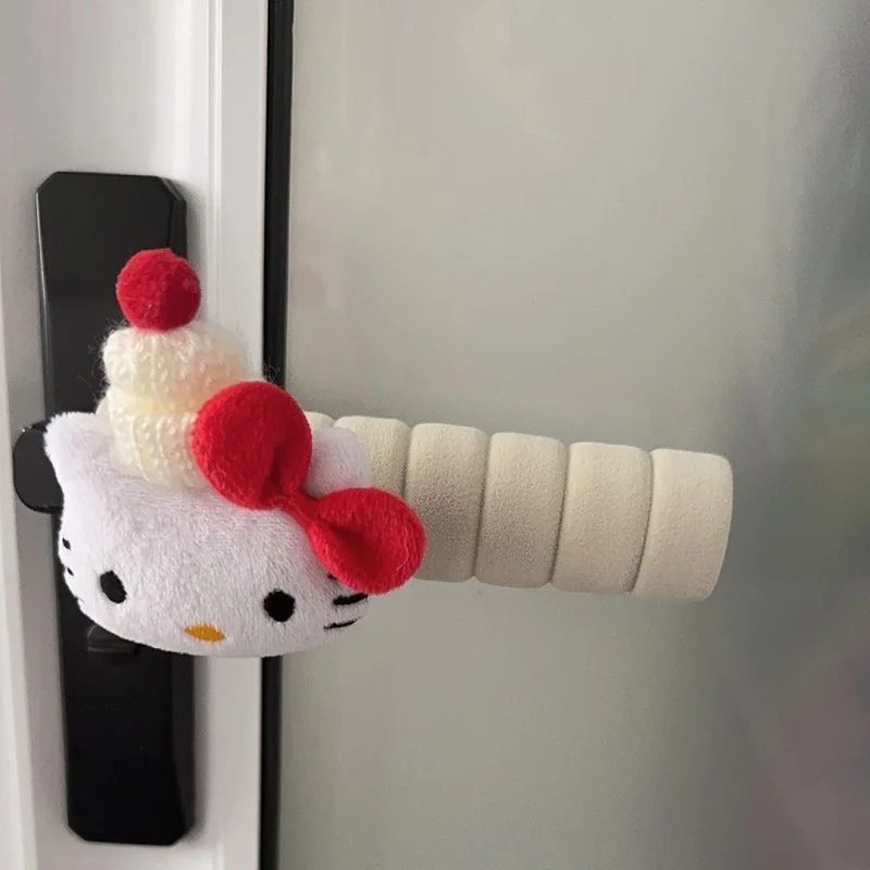 Sanrio Hello Kitty Strickmütze, weicher Plüsch, Türgriff, Handschuhe, Wandpuffer, Kissen, Zimmertür, Dekoration, Lunchbox, Zubehör, Geschenk