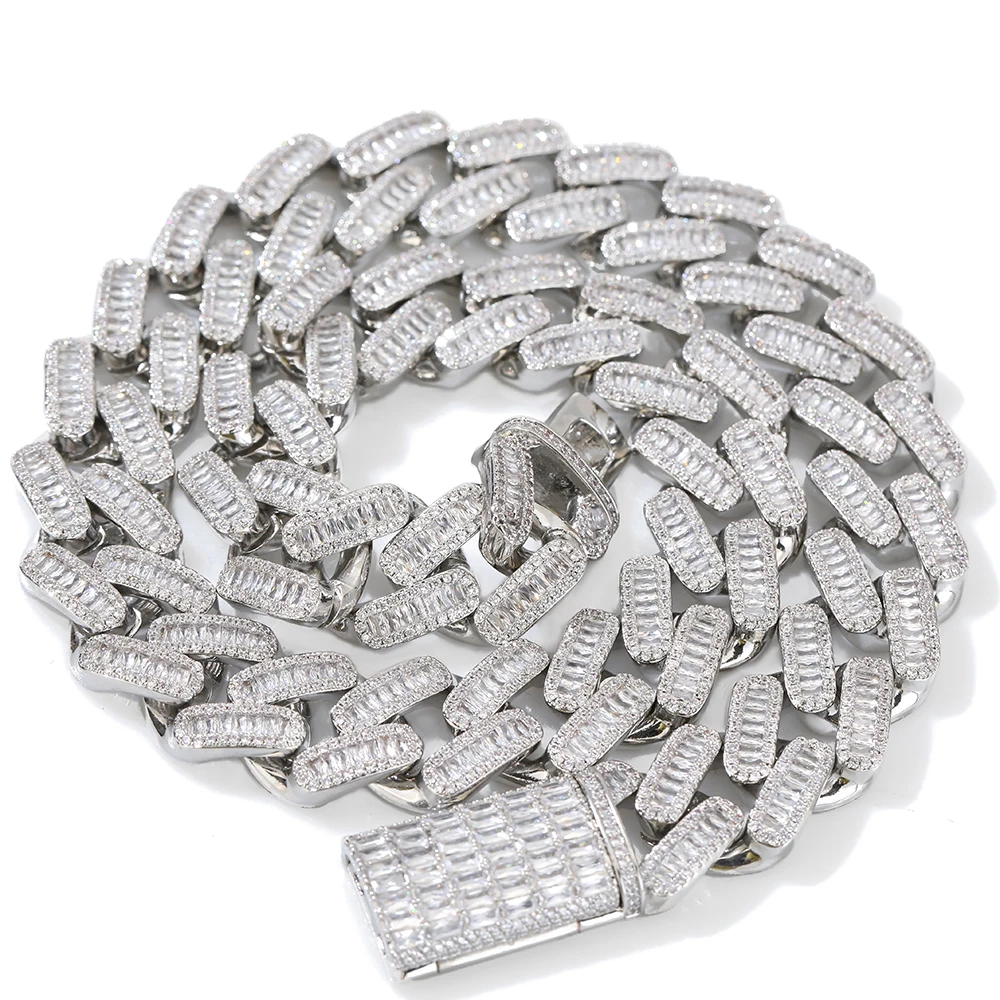 20mm Hiphop Ice Out Cubic Zirconia Cuban Chain Necklace Link 5A+ CZ Fashion Hip Hop Jewelry Luxury Customized Item Gift For Men