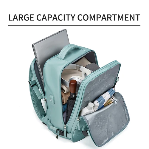 Imagen 2 del producto Mochila para ordenador portátil para mujer, mochila escolar con carga USB para adolescente de 15,6 pulgadas, bolsa para zapatos independiente, mochila de viaje para exteriores
