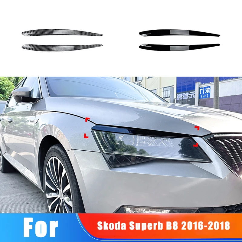 

For Skoda Superb B8 2016-2018 2017 Car Front Headlight Eyebrow Exterior Sticker Decoration Modification Accessories