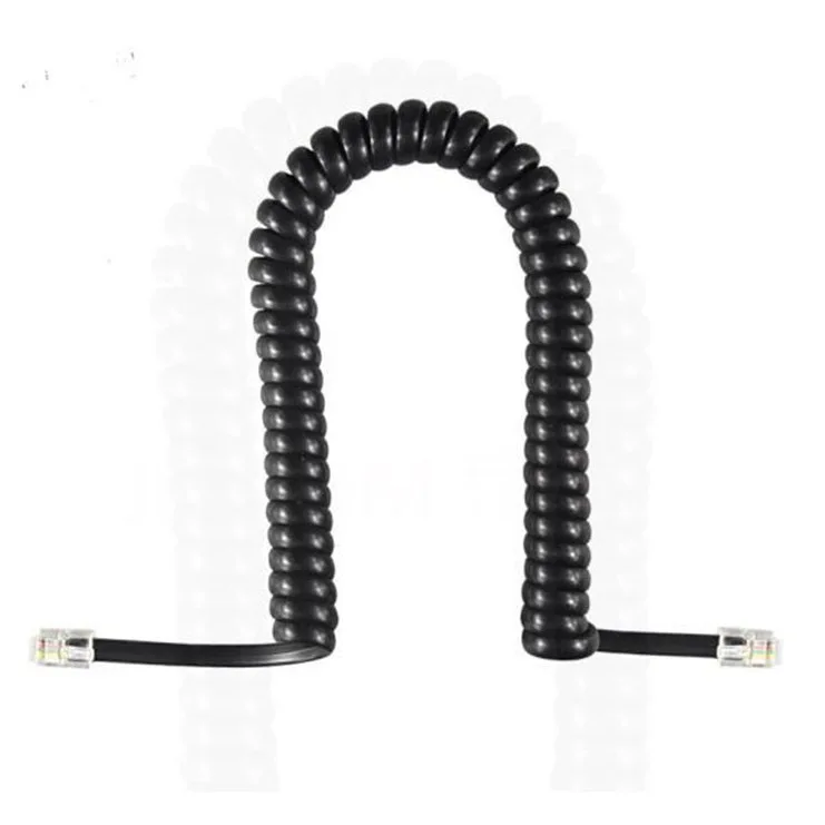 6.5FT RJ12 4P4C Male to Male Telephone Handset Cable Extension Cord Curly Coil Line Cable Wire Up to 2M Coiled Telephone Line