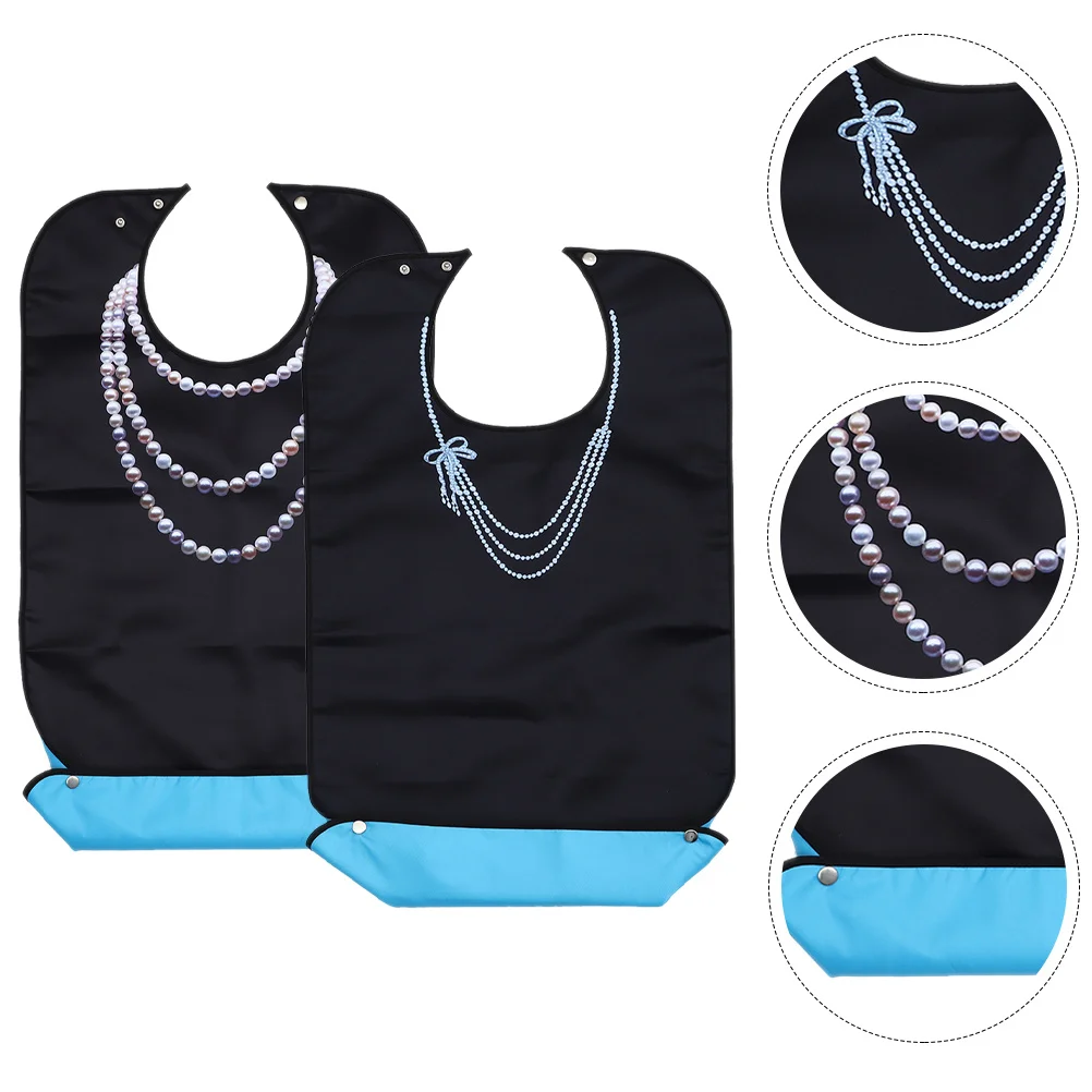 

2Pcs Adult Bibs Decorative Senior Eating Bib Adjustable Waterproof Reusable Clothes Protector for Elderly Patient Care