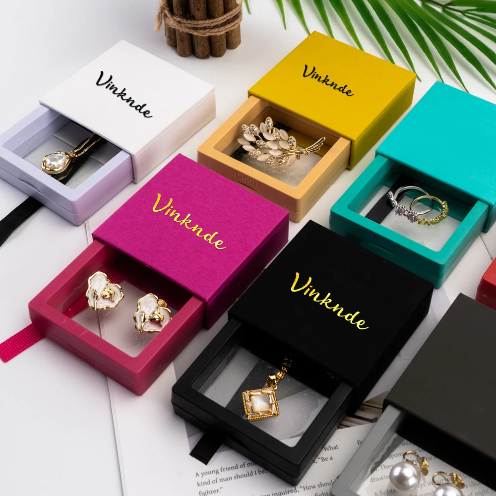 

Custom Logo Jewelry Gift Box With Pe Suspension Film For Bracelets Necklaces Display Stand Holder Pendants Elegant Drawer Case