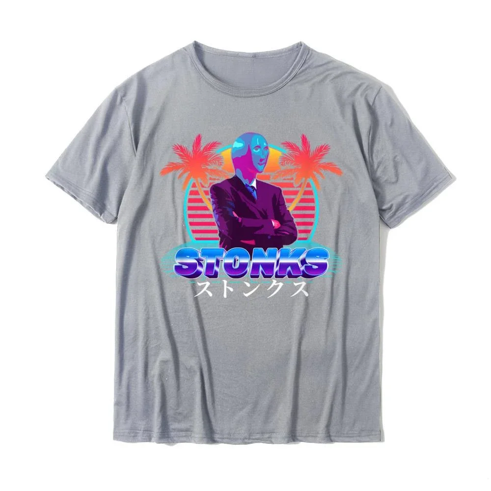 Stonks Vaporwave Meme Man Retrowave Outrun Style Streetwear T-Shirt funny shirt Cotton Men T Shirts Casual Tops Tees Brand Crazy