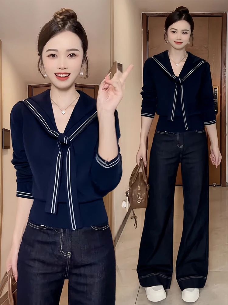 سترة نسائية محبوكة من Ele Long Sve بتصميم Faion بحزام علوي للتنقل فضفاض مناسب متوسط الولادة بلون V-Ne