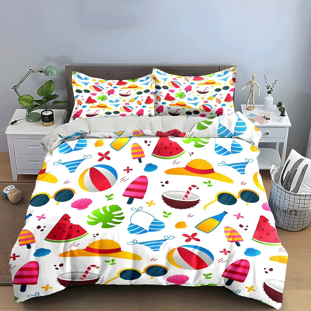 Summer Beach Essentials Set Exquisite three-piece bedding set gift for kids and adults