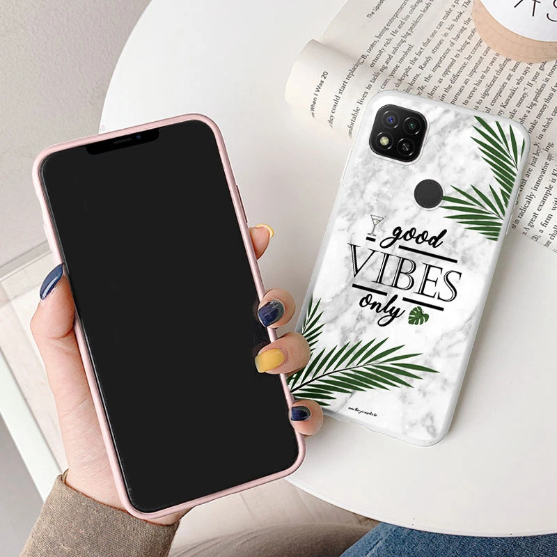 Marble Pattern Phone Case For Redmi 9C 9 C NFC 10A 10C 12C 11A Protective Cover Case Pink Silicone Soft Funda Coque Women Girls