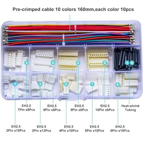 Imagem -02 - Conectores Fêmeas e Cabos 22awg Jst-eh Kit de Conector de 254 mm Eh254 10pin Habitação Yo-eh2.54