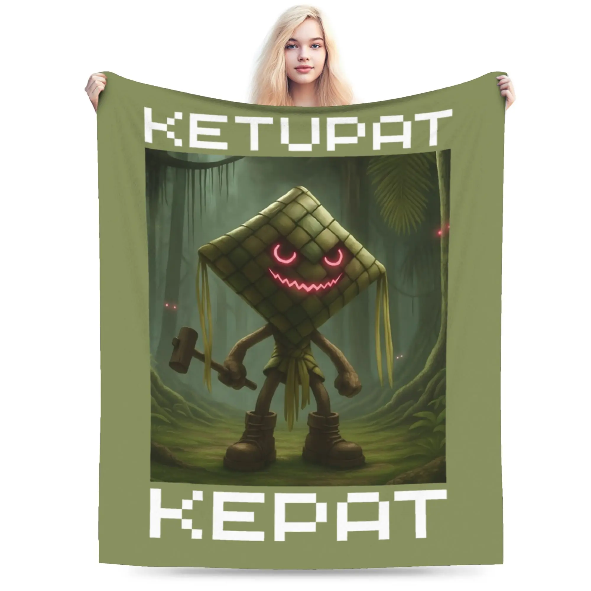 Ketupat Kepat Italian Brainrot Meme Blanket Flannel Print Ultra-Soft Throw Blankets for Bed Couch Plush Thin Quilt