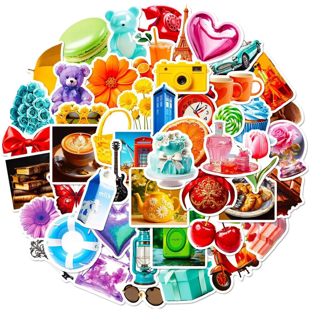 50 قطعة من ملصقات الدوبامين بألوان قوس قزح - شارات بناتي لطيفة على طراز Y2K لمتجر ملصقات الأمتعة BulingBulingStickers #2