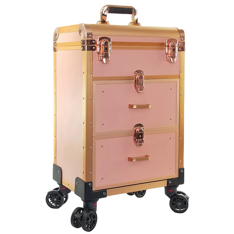 Premium large aluminum alloy tie rod cosmetic case storage case