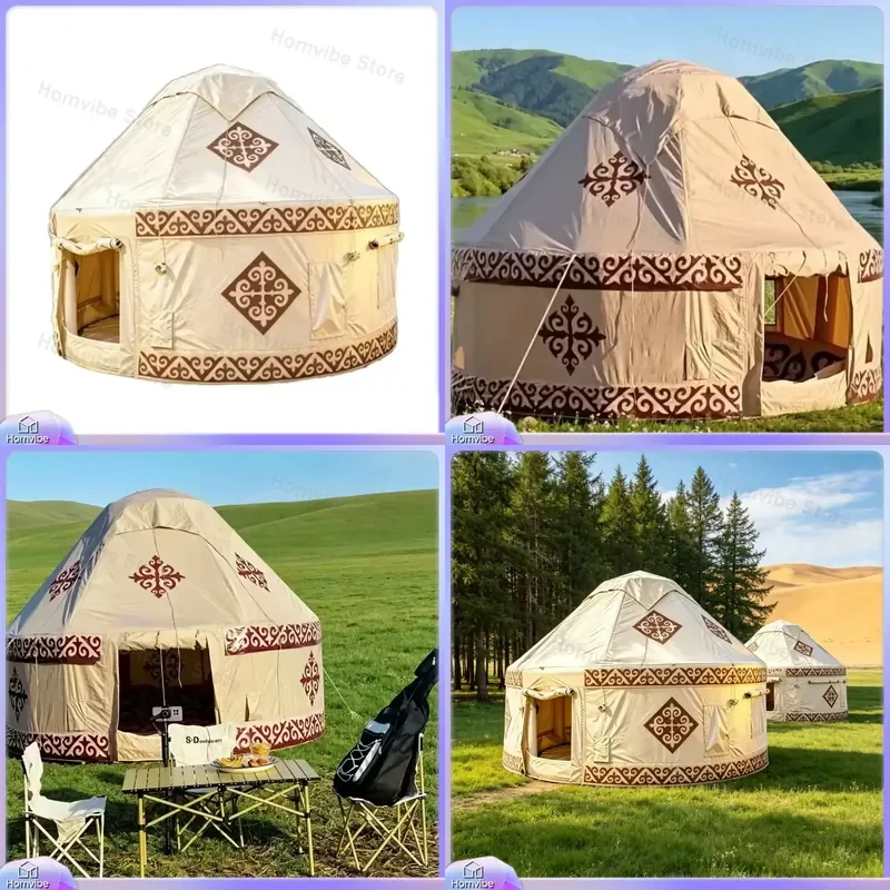 Large Outdoor Camping Tent PVC Frame Waterproof Family Shelter Spacious Awning Canopy Portable Hiking Beach Sunshade House