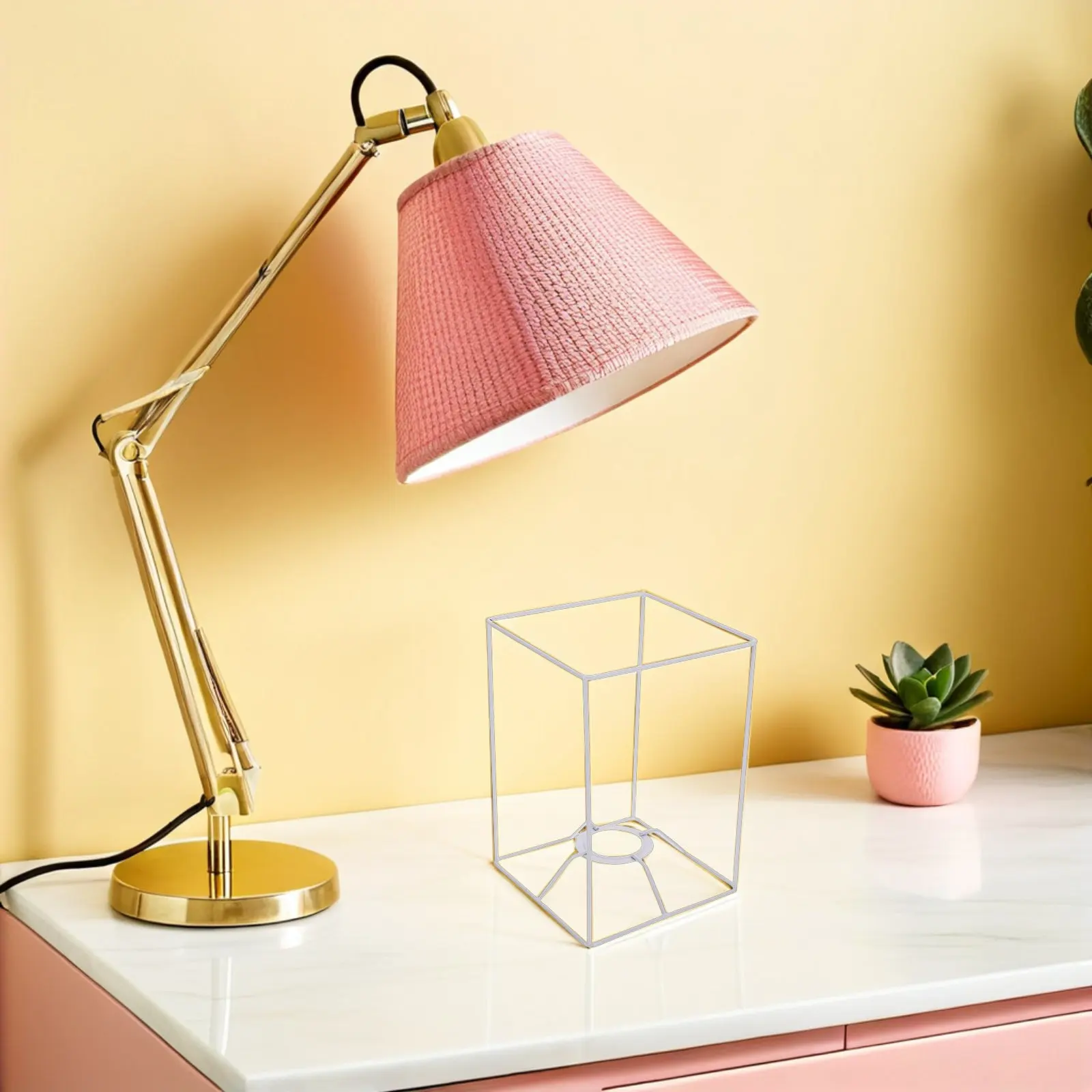 2Pcs Lampshade Frame Iron Cage DIY Holder for Ceiling Pendant Table Lamp Shade Rings Rustic Home Decor Lampshade Fittings