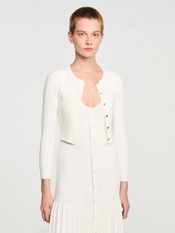 

Простой белый вязаный кардиган приталенного кроя для женщин, новинка ранней осени, модель CA0307, элегантный повседневный стиль, длинный рукав.