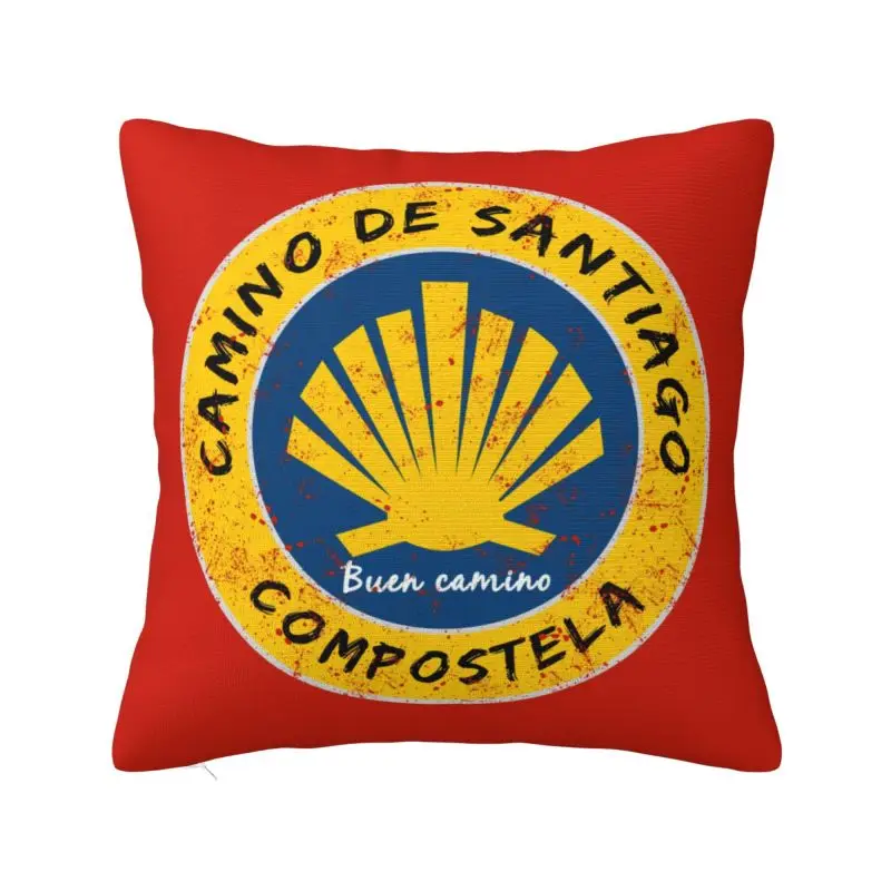 Custom Luxury Buen Camino De Santiago Compostela Peregrino Sofa Cushion Cover Velvet Throw Pillow Case