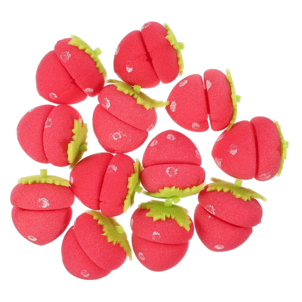 18pcs Strawberry Hair Curlers Soft Sponge Rollers Hair Curlers For Heatless Curling Balls Diy Night Sleep Hairstyling Tools 6cm