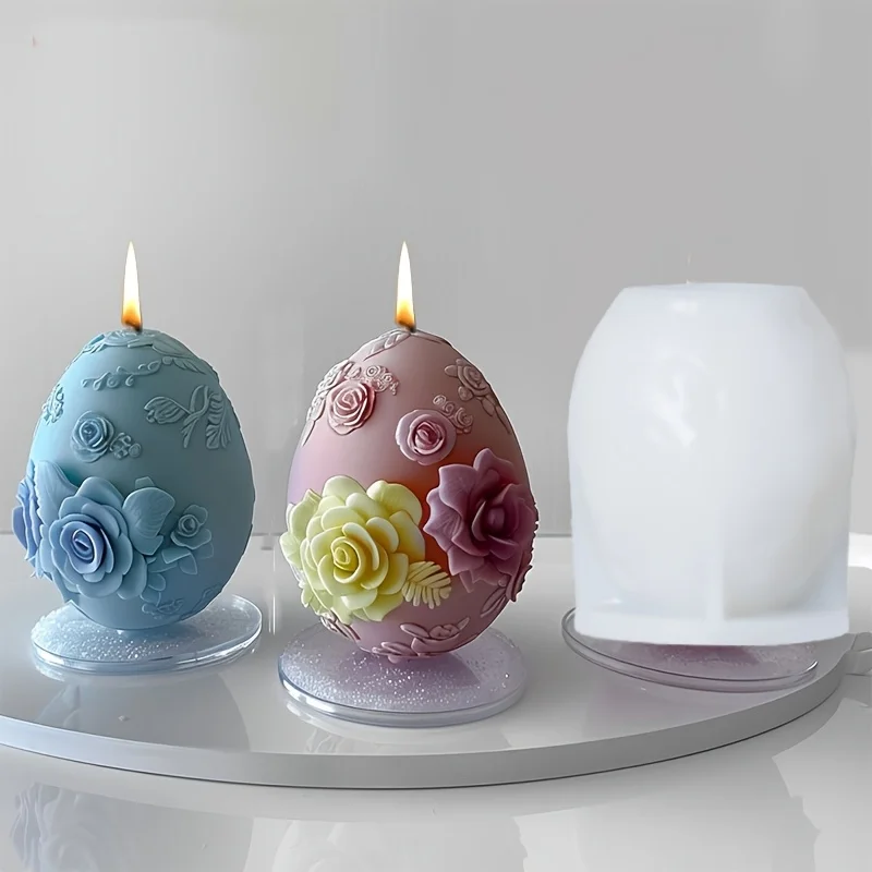 Peony flower relief egg candle silicone mold Flower morning glory Rose relief egg resin mould Easter egg concrete gypsum molds