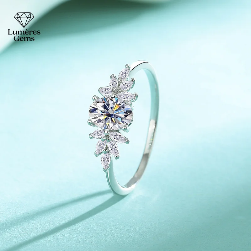 Lumière Gems Platinum PT950 Morganite Ring - Luxurious, Elegant and Fashionable Finger Ring, 5*7D Color Irregular-shaped Diamond