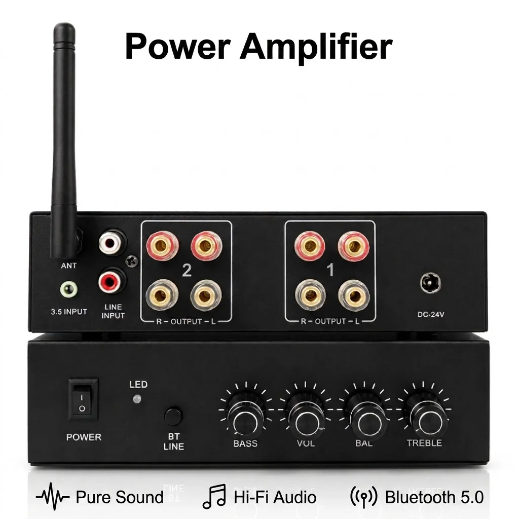 Professional 4-Channel 100W X4 Digital Power Amplifier Class D DJ Audio Amp for Home Party Stage Performance Speaker