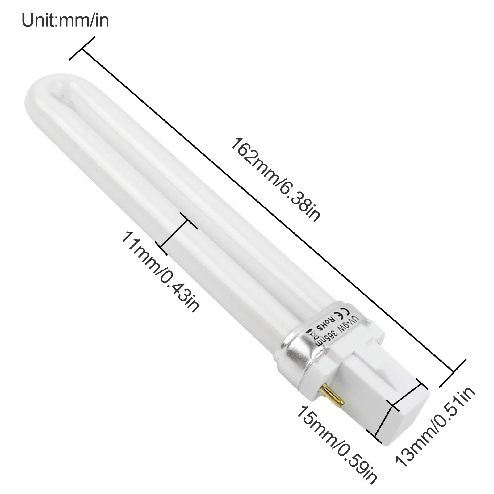 4 PCS Replacement 9W UV 365nm Lamp Bulb Tube for Nail Art Dryer UV Electronic Tube