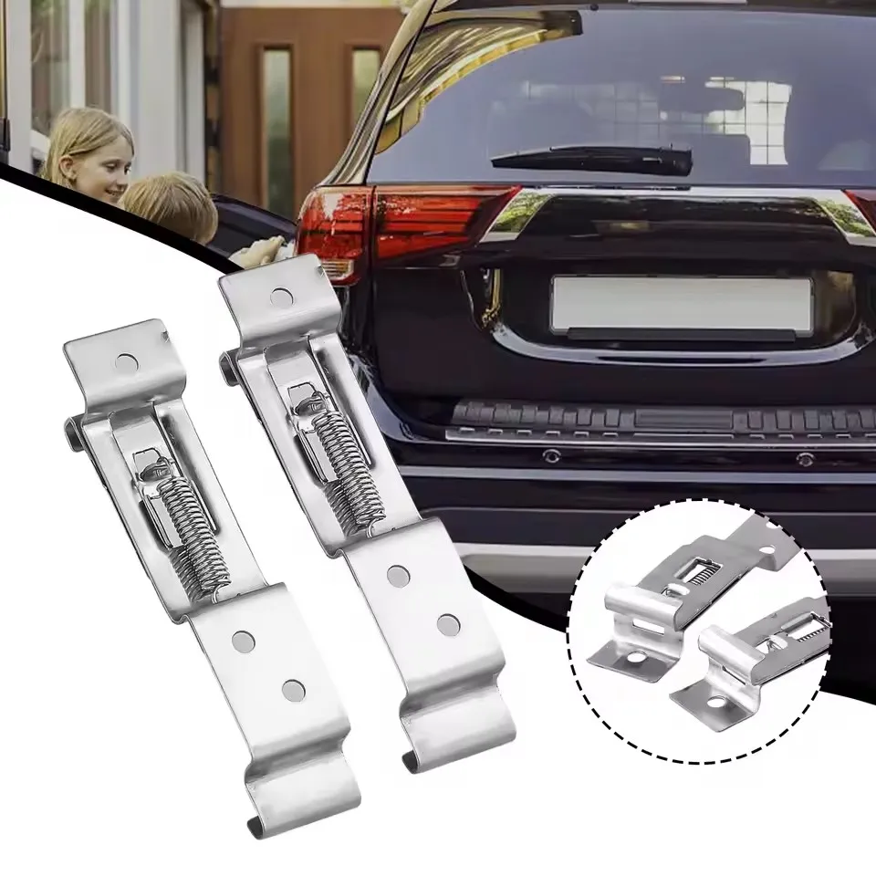 2PCS Car License Plate Bracket Trailer Number Holder Plate Clips Replacement Stainless Steel Number Plate Clamps For Trailers