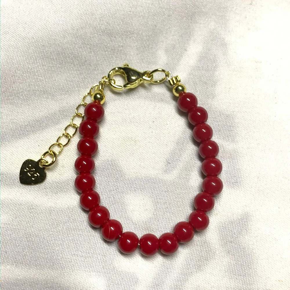 New Lovely Baby Baptism Bracelet Red Coral Smooth Lobster Clasp Parts Yoga Christmas Wedding Girls Gift Jewelry Charm Fashion